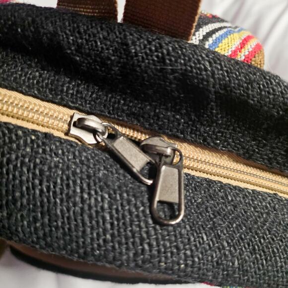 Pure Hemp Artisan Made Rustic Jack Skellington woven daypack - Picture 6 of 12